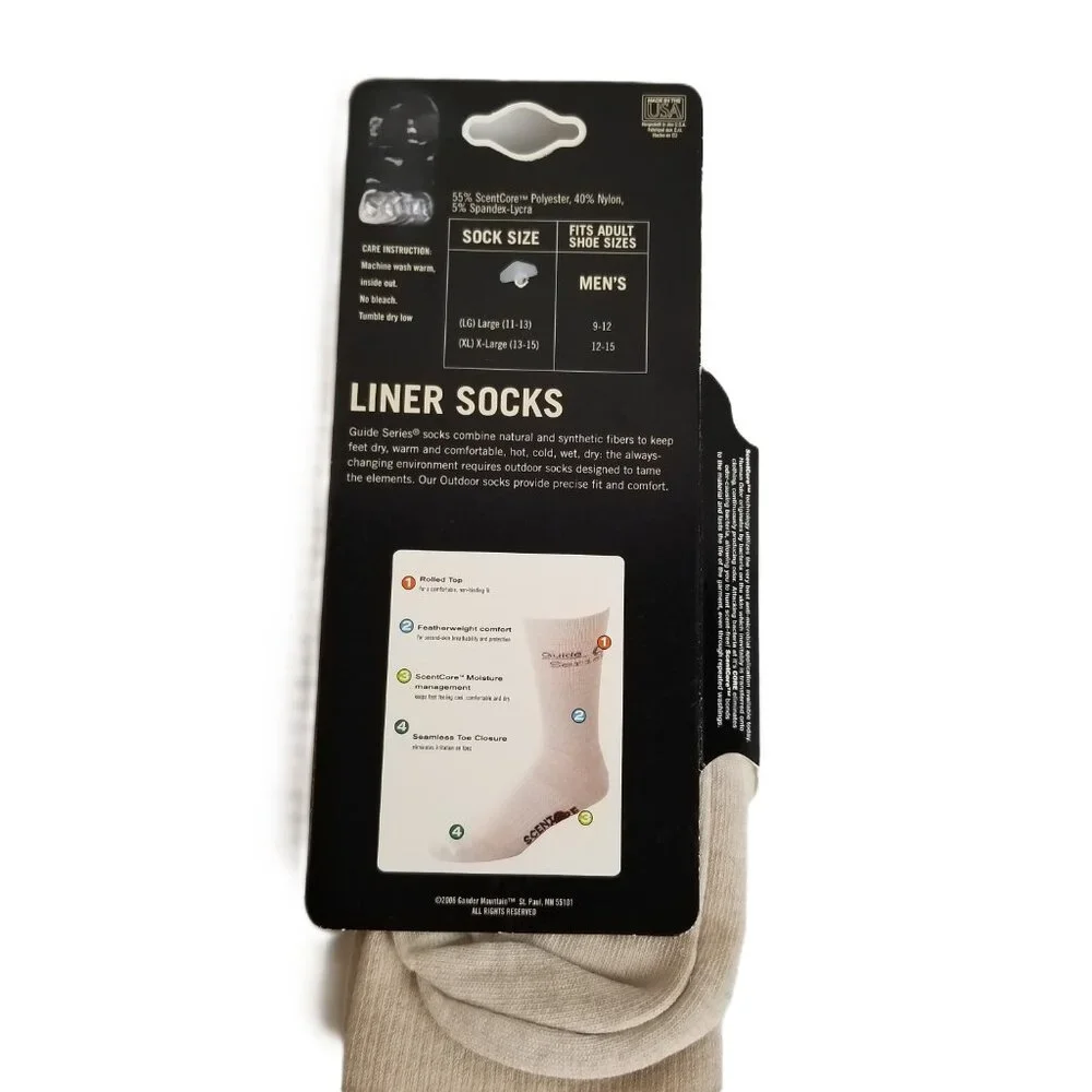 Guide Series ScentCore Liner Socks Extra Large Hiking Gorpcore USA